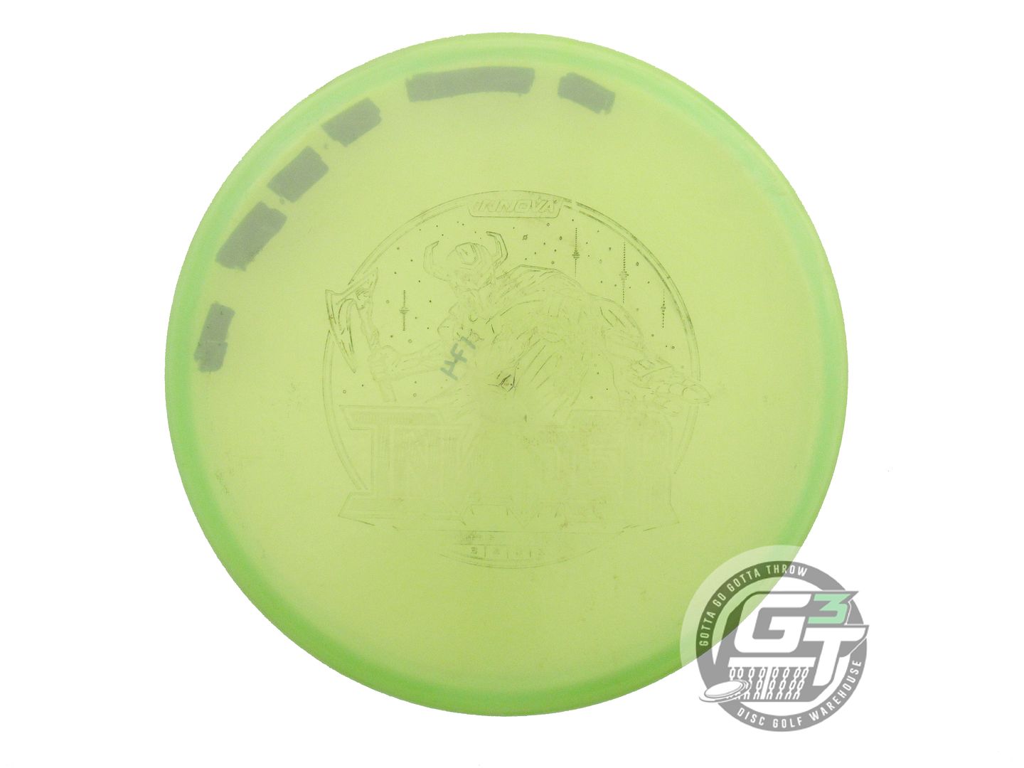 USED Innova Luster Champion Invader 174g Lime Wiped Stamp Putter Golf Disc