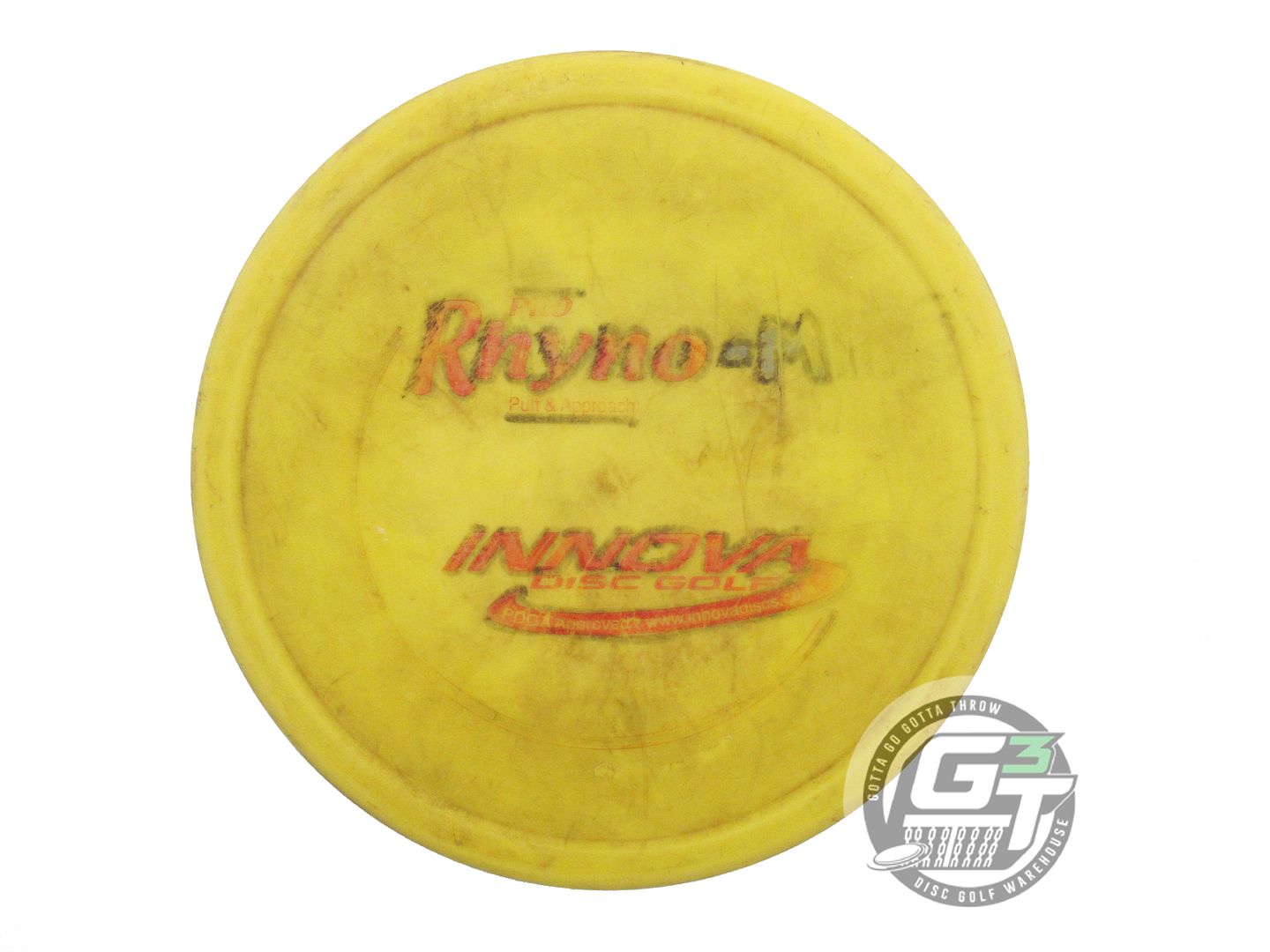USED Innova GUMMY R-Pro Rhyno 166g Yellow Red Foil PFN Putter Golf Disc