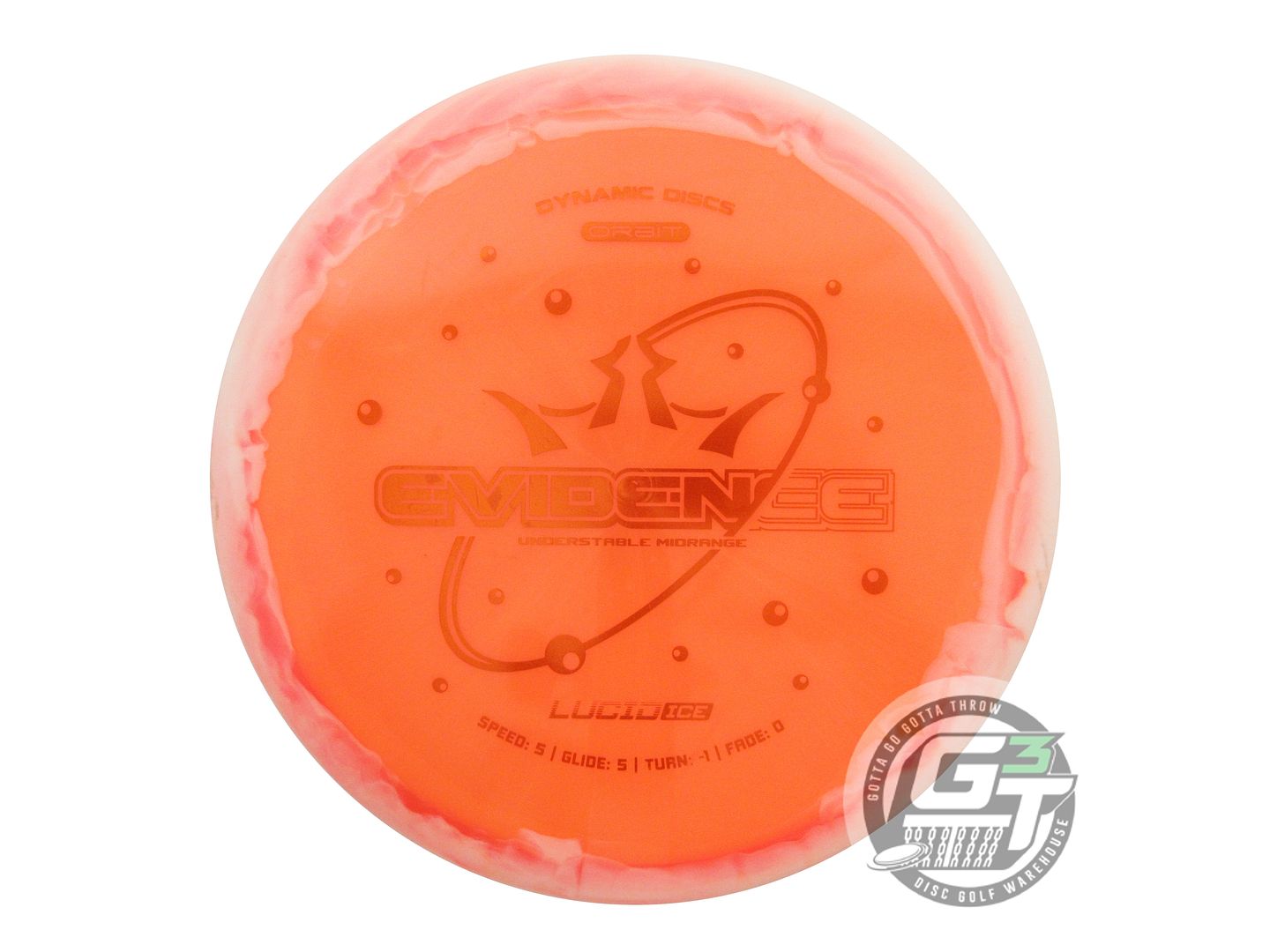 USED Dynamic Discs Lucid Ice Orbit Evidence 176g White-Orange Midrange Golf Disc