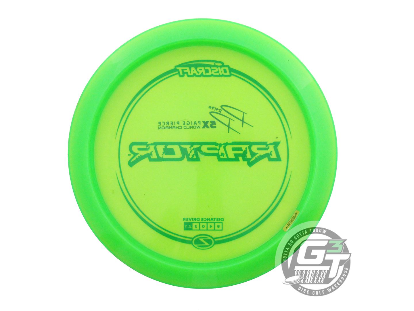 USED Discraft [PIERCE] Z Raptor 176g Lime Green Stamp Distance Driver Golf Disc