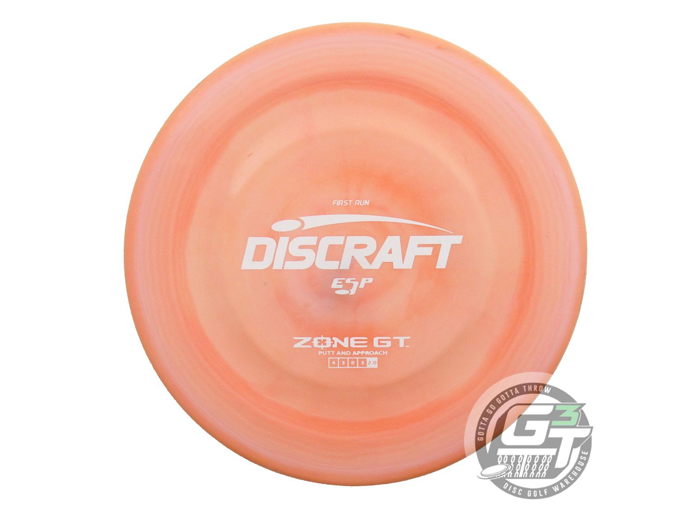 USED Discraft FIRST RUN ESP Zone GT 175g Peach White Stamp Putter Golf Disc