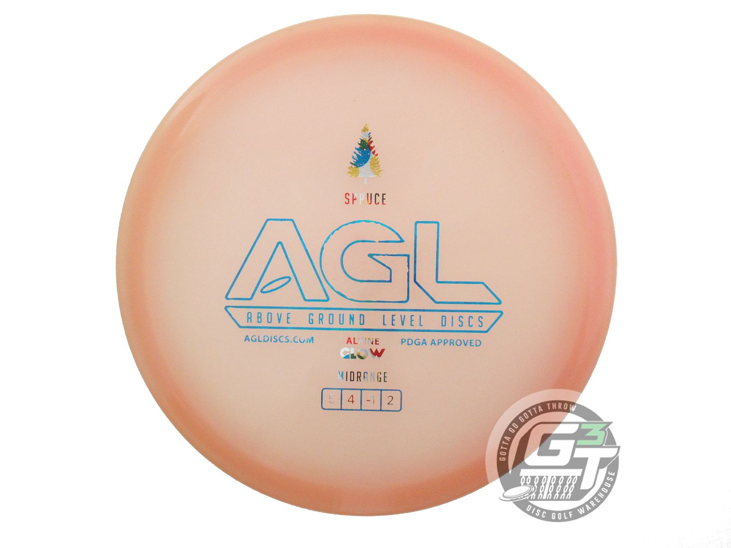 USED Above Ground Level Alpine Glow Spruce 177g Peach Midrange Golf Disc