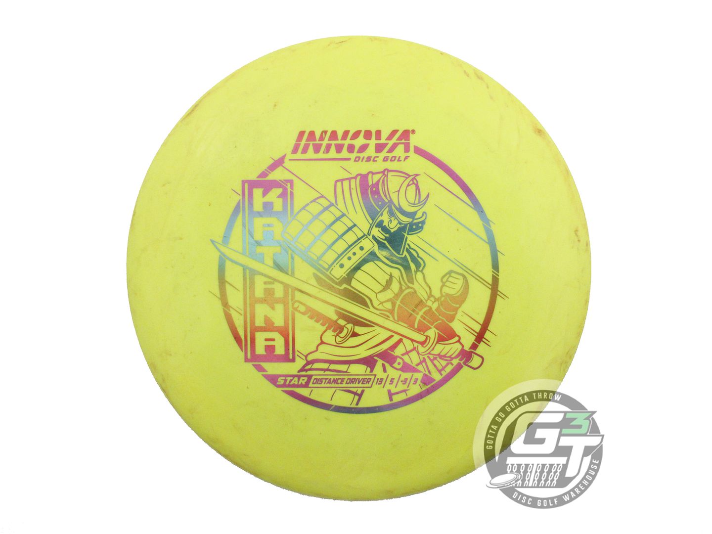 USED Innova Star Katana 177g Yellow Rainbow Foil Distance Driver Golf Disc