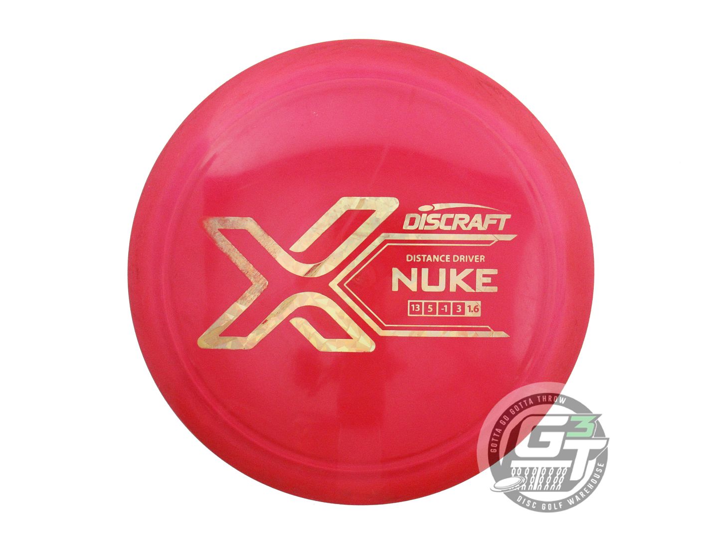 USED Discraft X Nuke 170g Red Gold Shatter Foil Distance Driver Golf Disc