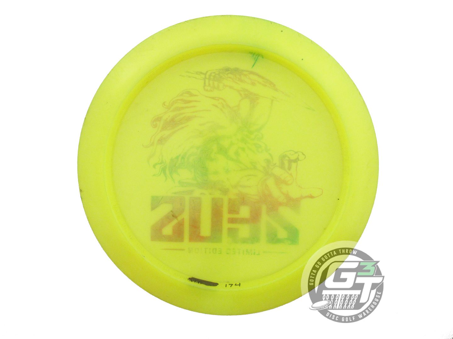 USED Discraft Elite Team [McBETH] Z Zeus 174g Yellow Rainbow Foil Driver Disc