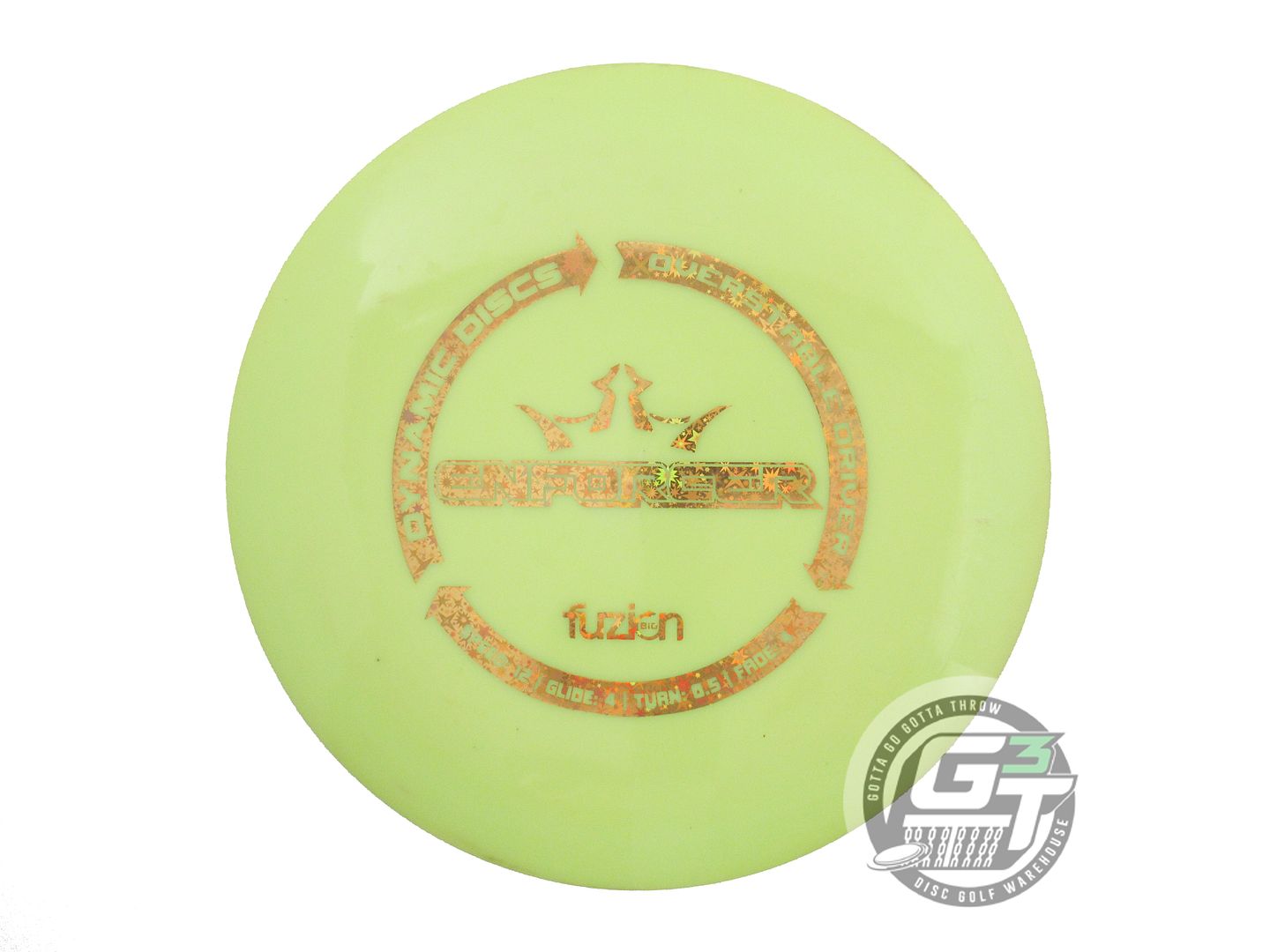 USED Dynamic Discs BioFuzion Enforcer 173g Lime Gold Star Foil Driver Golf Disc