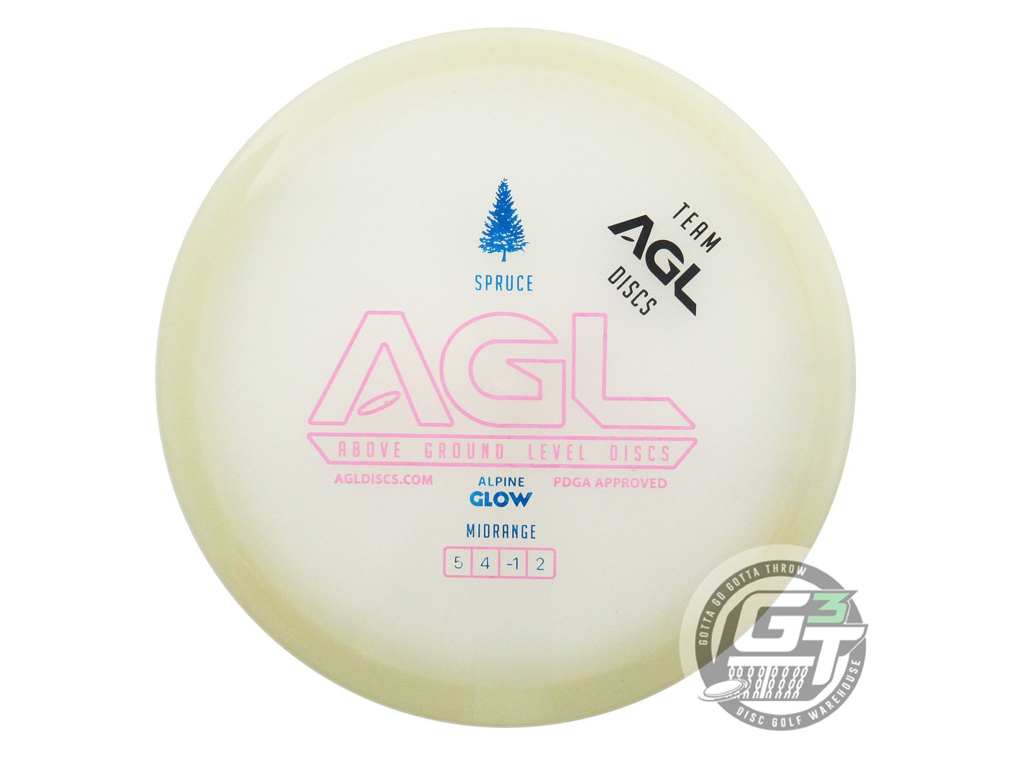 NOS TEAM Above Ground Level Alpine Glow Spruce 178g White Midrange Golf Disc