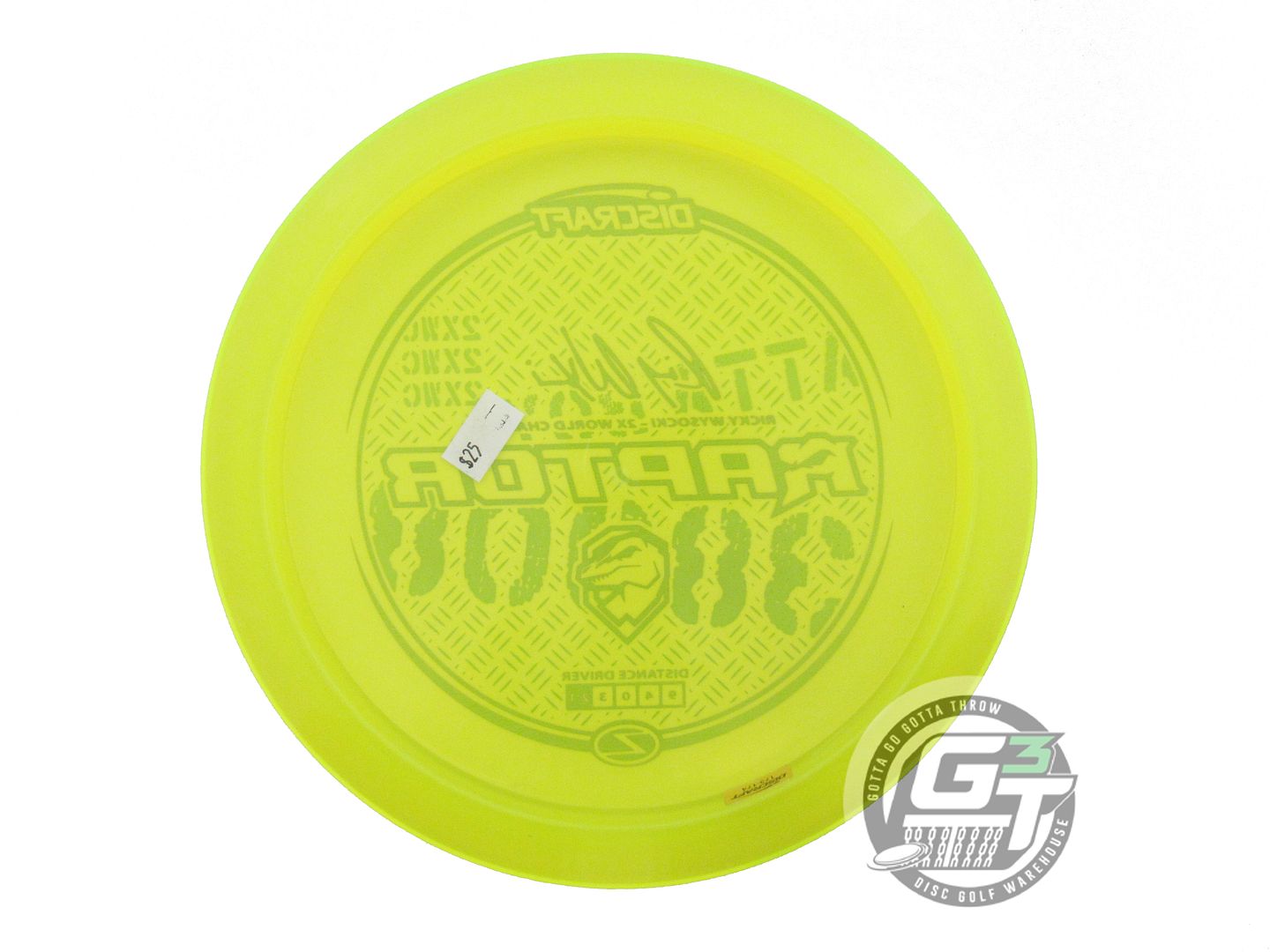 NOS Discraft [WYSOCKI] Z Raptor 175g Yellow Magenta Foil Distance Driver Disc