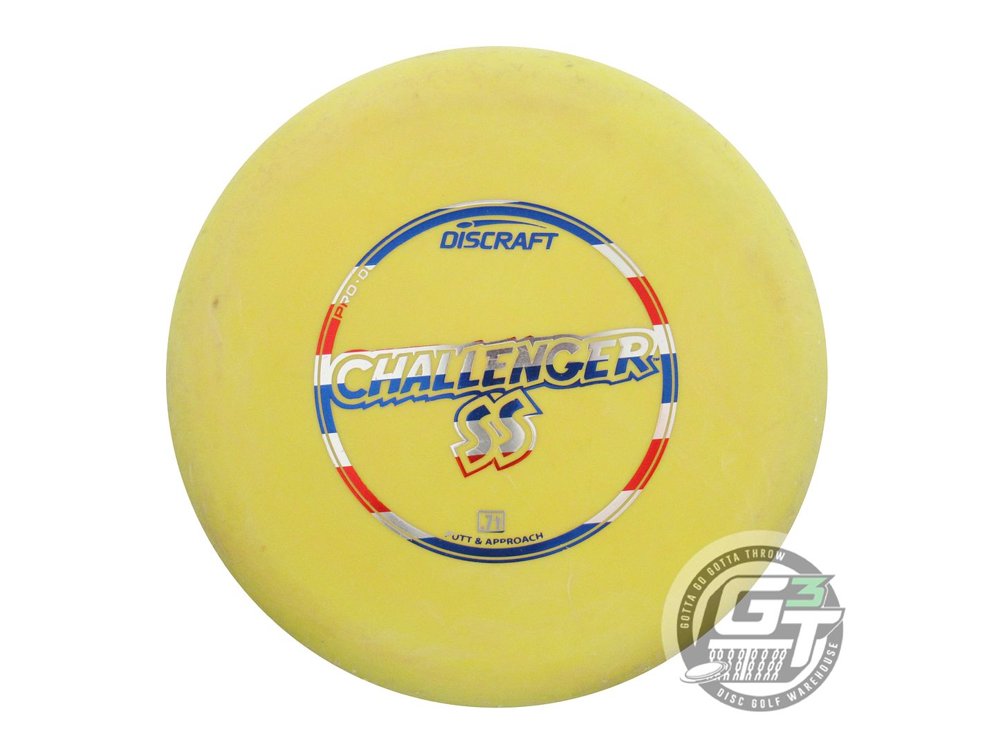 USED Discraft Pro D Challenger SS 171g Yellow Stripe Foil Putter Golf Disc