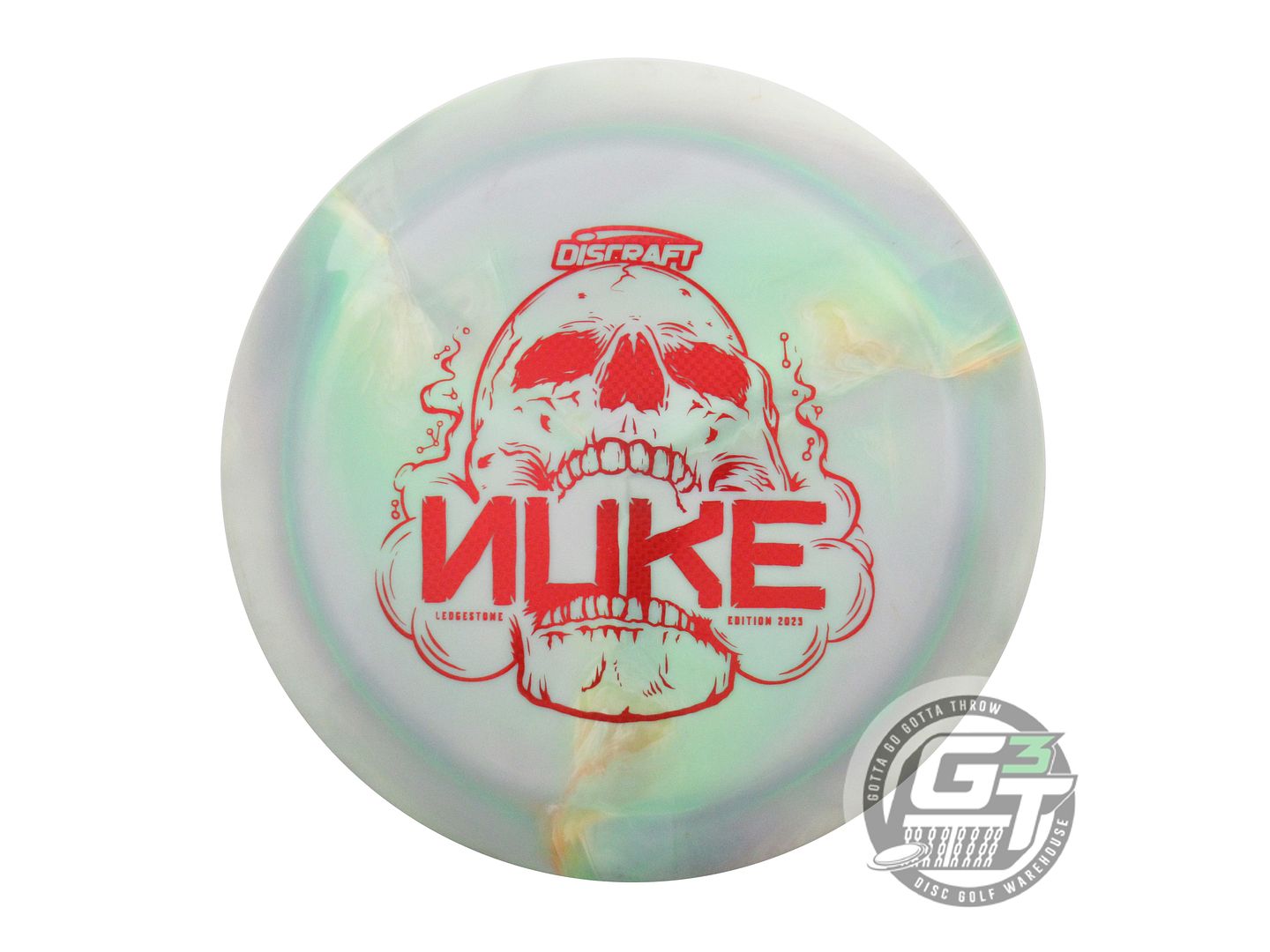 USED Discraft [LEDGESTONE] ESP Nuke 181g Lime-Lilac Red Weave Foil Driver Disc