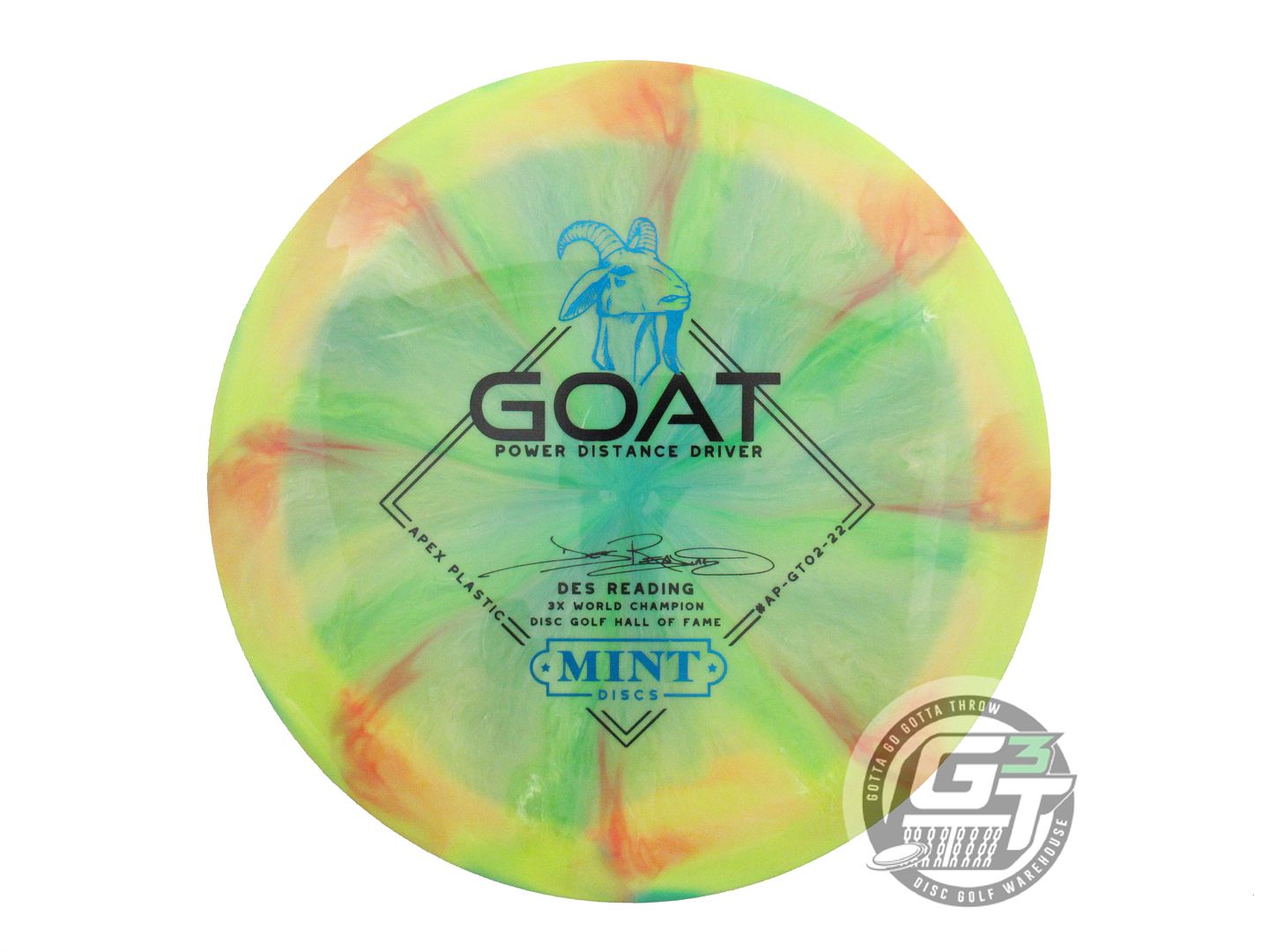 USED Mint Discs [READING] Swirly Apex Goat 174g Yellow-Green Driver Golf Disc