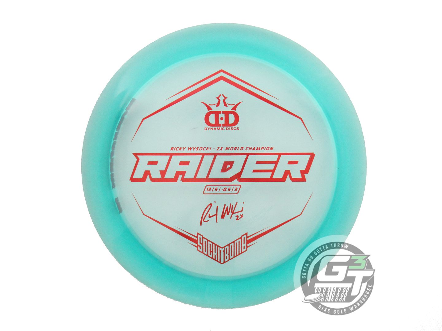 USED Dynamic Discs [WYSOCKI] Lucid Raider 176g Seafoam Red Foil Driver Golf Disc