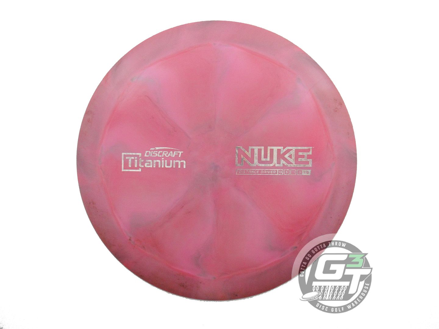 USED Discraft Titanium Nuke 170g Pink-Gray Distance Driver Golf Disc