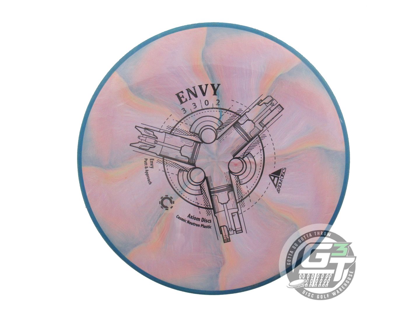 USED Axiom Discs Cosmic Neutron Envy 173g Lilac-Peach Blue Rim Putter Golf Disc