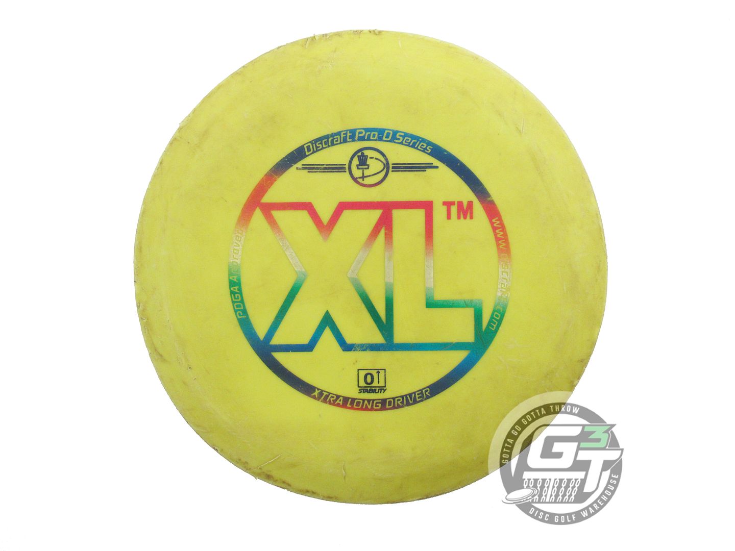 USED Discraft Pro D XL 165g Yellow Rainbow Foil OOP Distance Driver Golf Disc