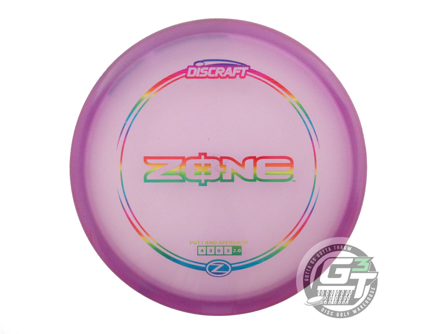 USED Discraft Z Zone 174g Purple Rainbow Laser Foil Putter Golf Disc