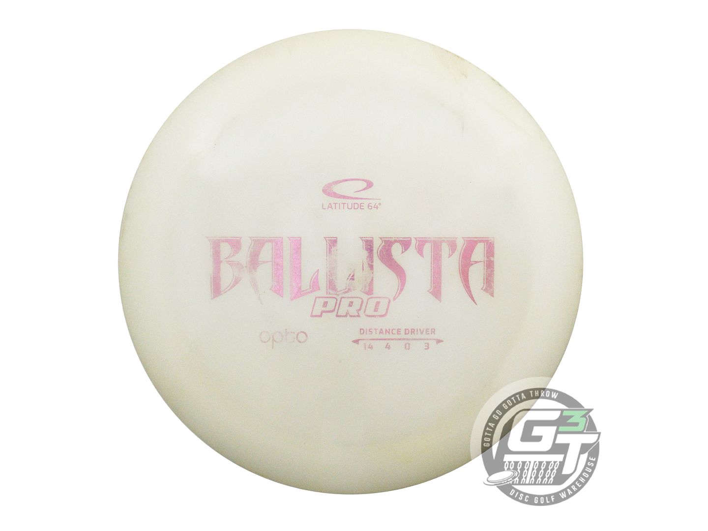 USED Latitude 64 Opto Ballista Pro 176g White Pink Foil Distance Driver Disc