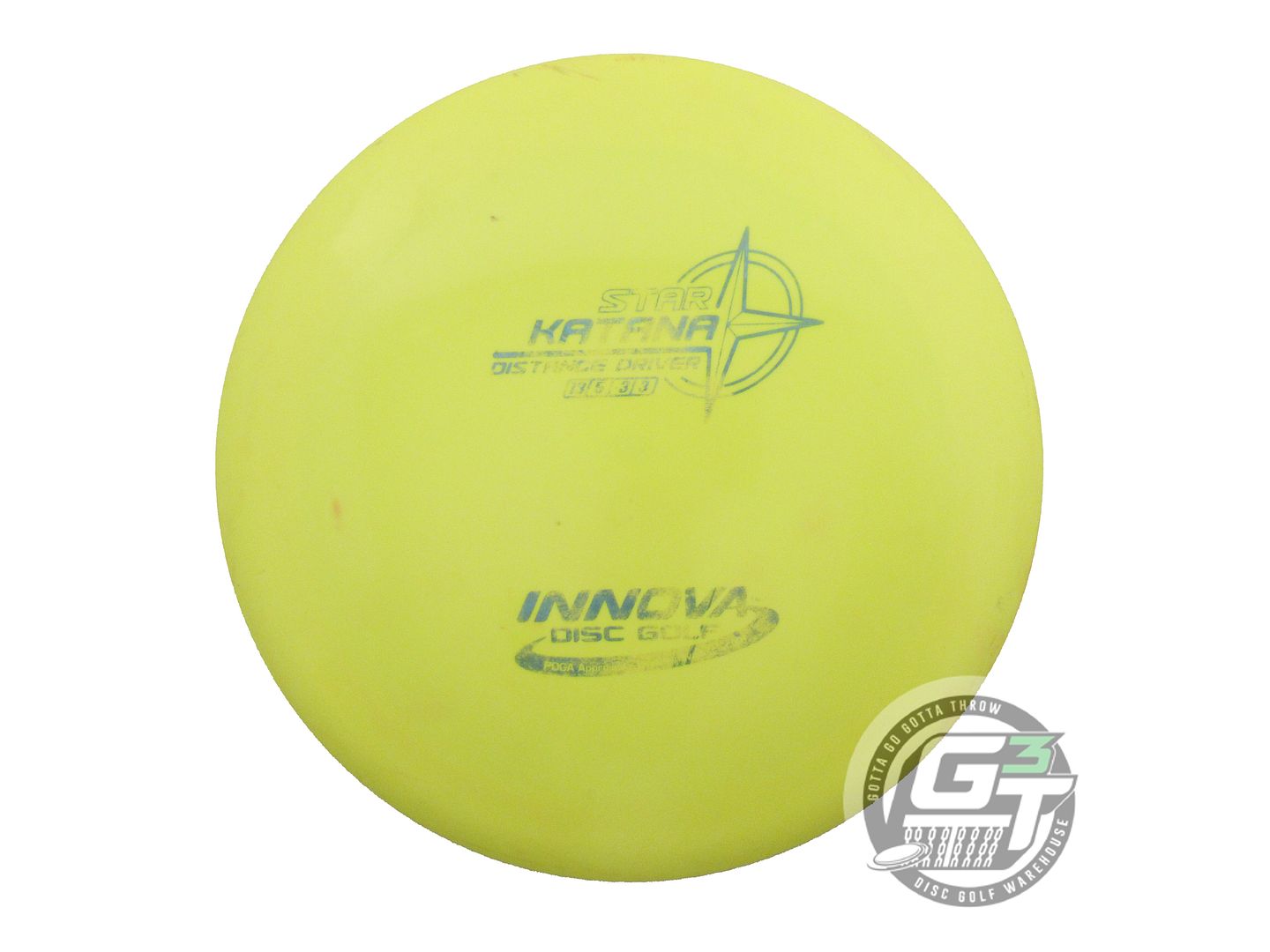 USED Innova Star Katana 168g Yellow Teal Shatter Foil Distance Driver Golf Disc