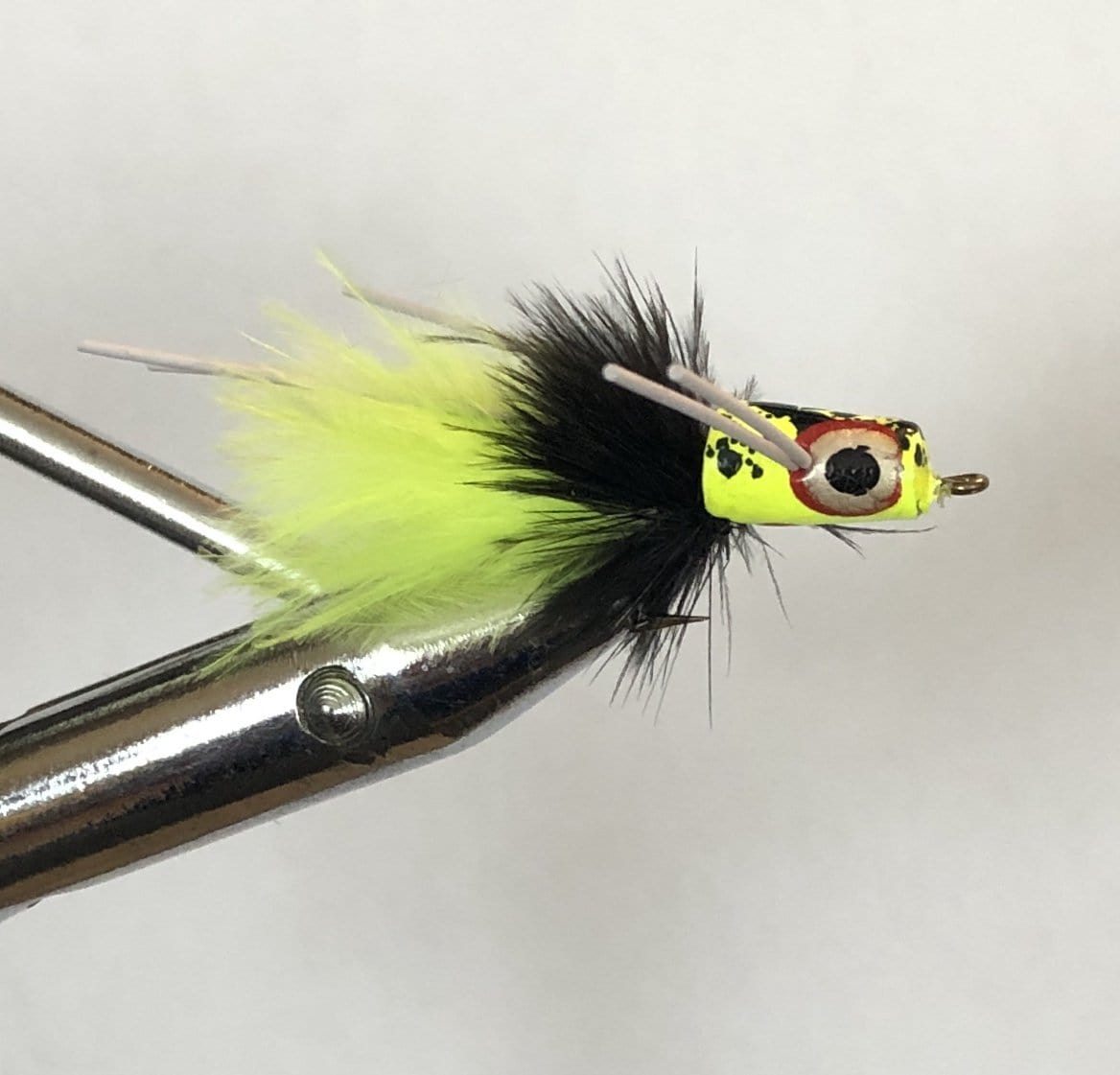 Wild Water Fly Fishing Chartreuse and Black Snub Nose Slider Popper, Size 6, Qty. 4