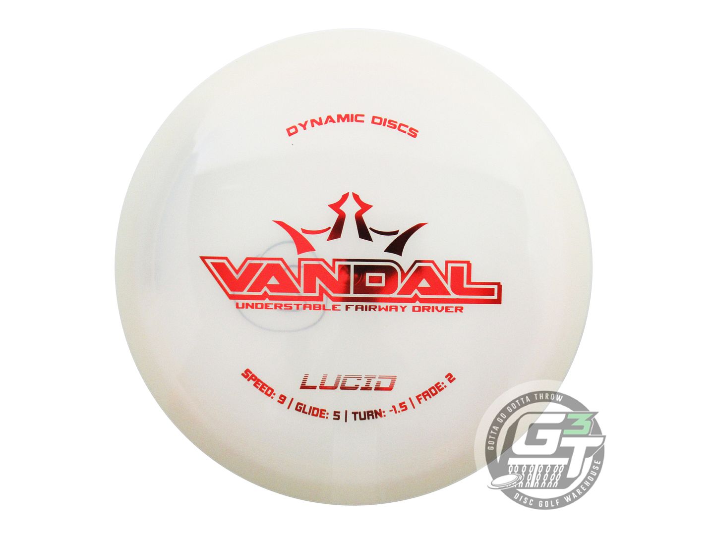 USED Dynamic Discs Lucid Vandal 176g White Red Foil Distance Driver Golf Disc