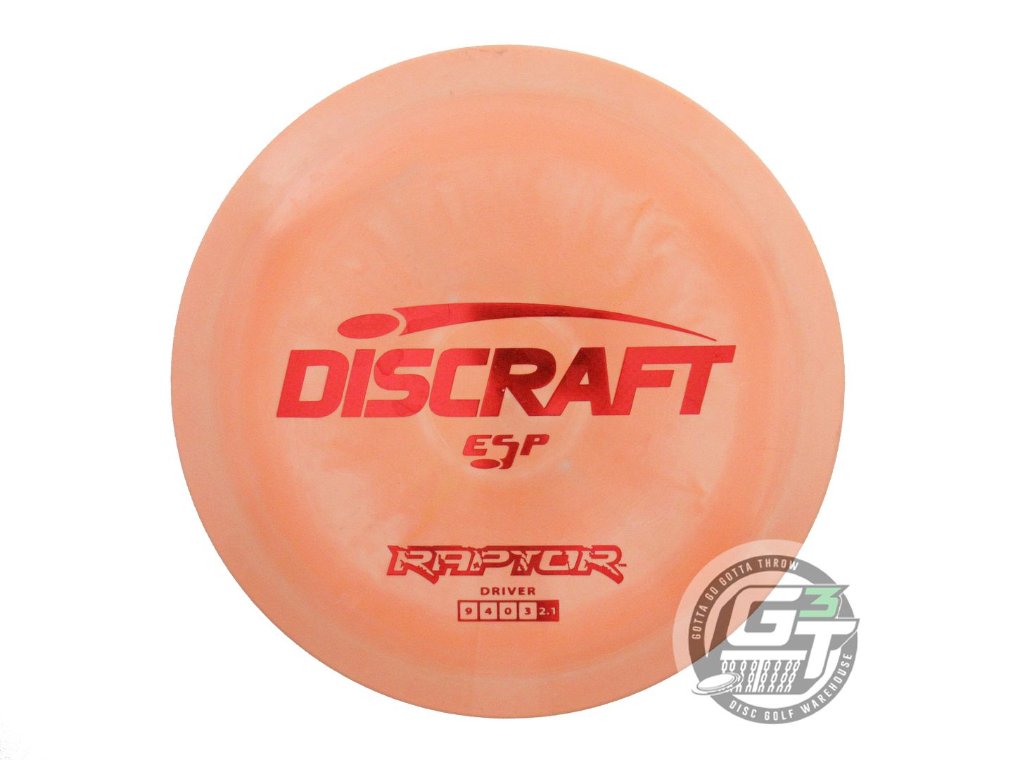 USED Discraft ESP Raptor 173g Peach Red Foil Distance Driver Golf Disc