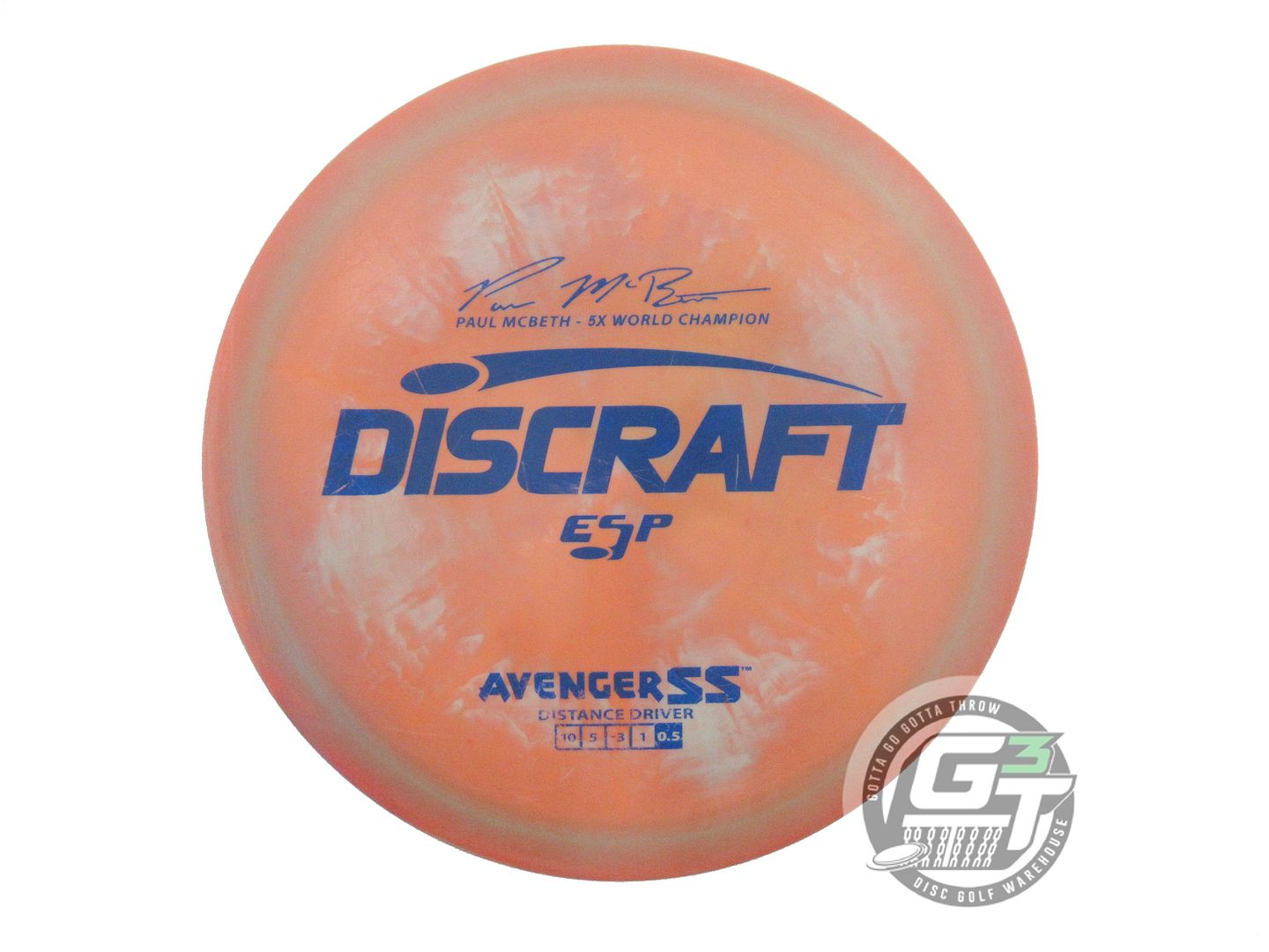 USED Discraft [McBETH] ESP Avenger SS 177g Orange-Lime Blue Stamp Driver Disc