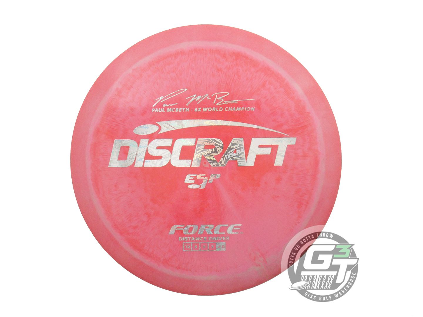 USED Discraft [McBETH] ESP Force 175g Red-Pink Holo Logo Foil Driver Golf Disc