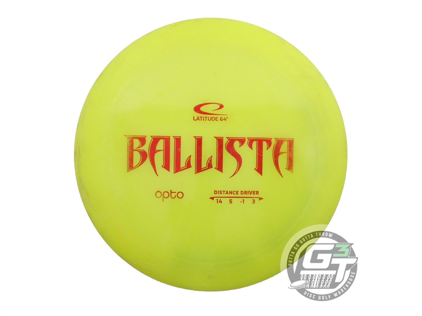 USED Latitude 64 Opto Ballista 175g Yellow Red Foil Distance Driver Golf Disc