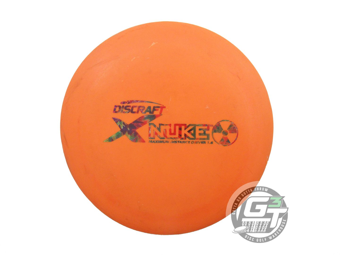 USED Discraft X Nuke 177g Orange Fireworks Foil Distance Driver Golf Disc