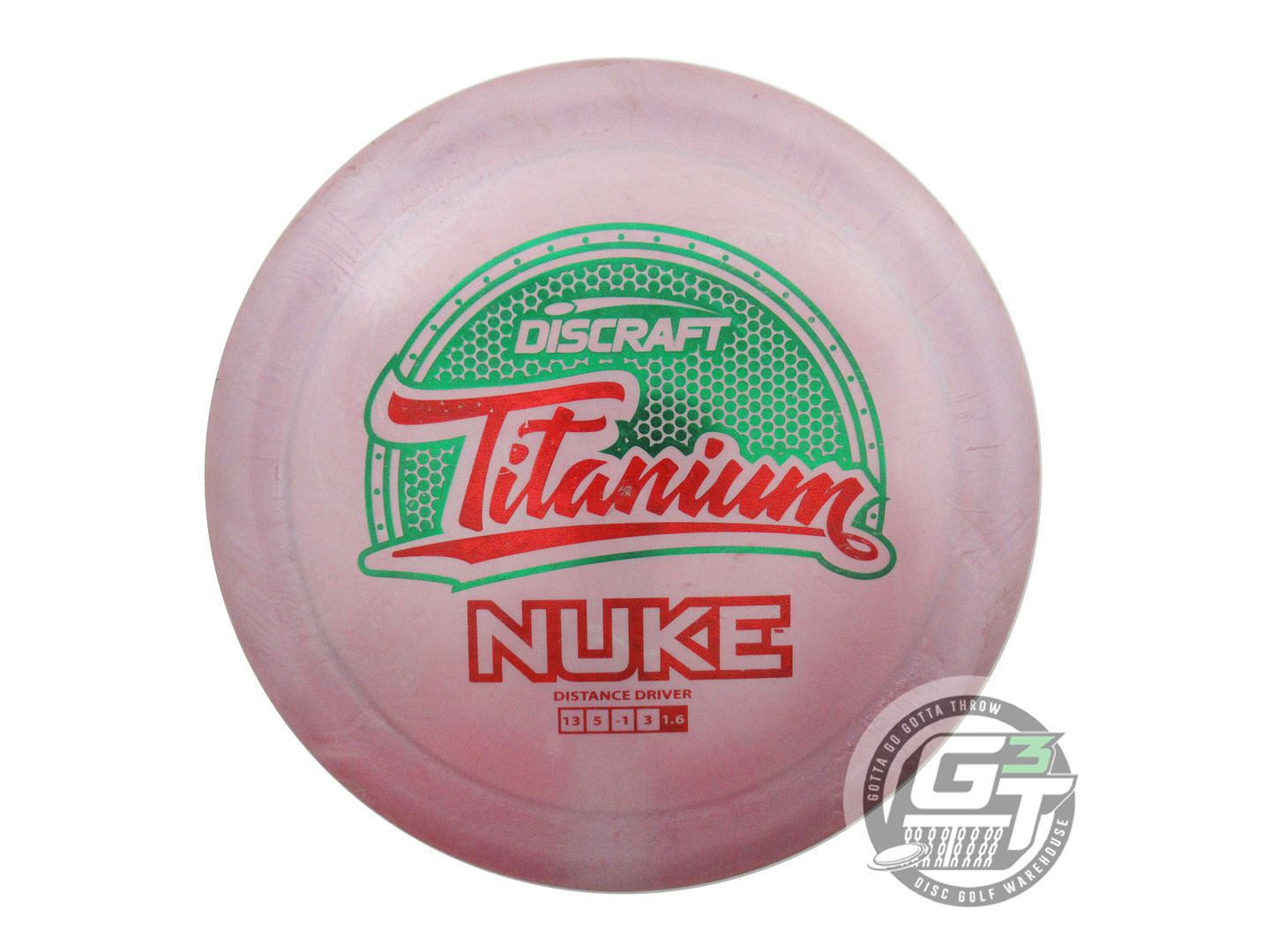 USED Discraft Titanium Nuke 174g Lilac Green Foil Distance Driver Golf Disc