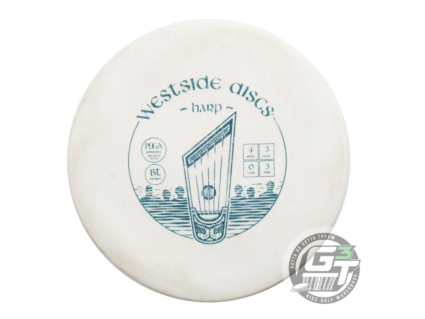 USED Westside Discs BT Medium Harp 173g White Green Stamp Putter Golf Disc