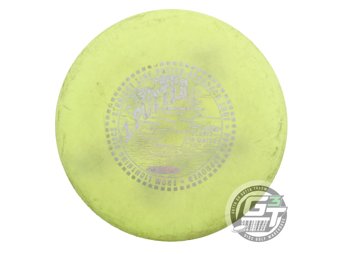 USED Lightning Standard #2 Putter 175g Yellow Silver Holo Foil Putter Golf Disc