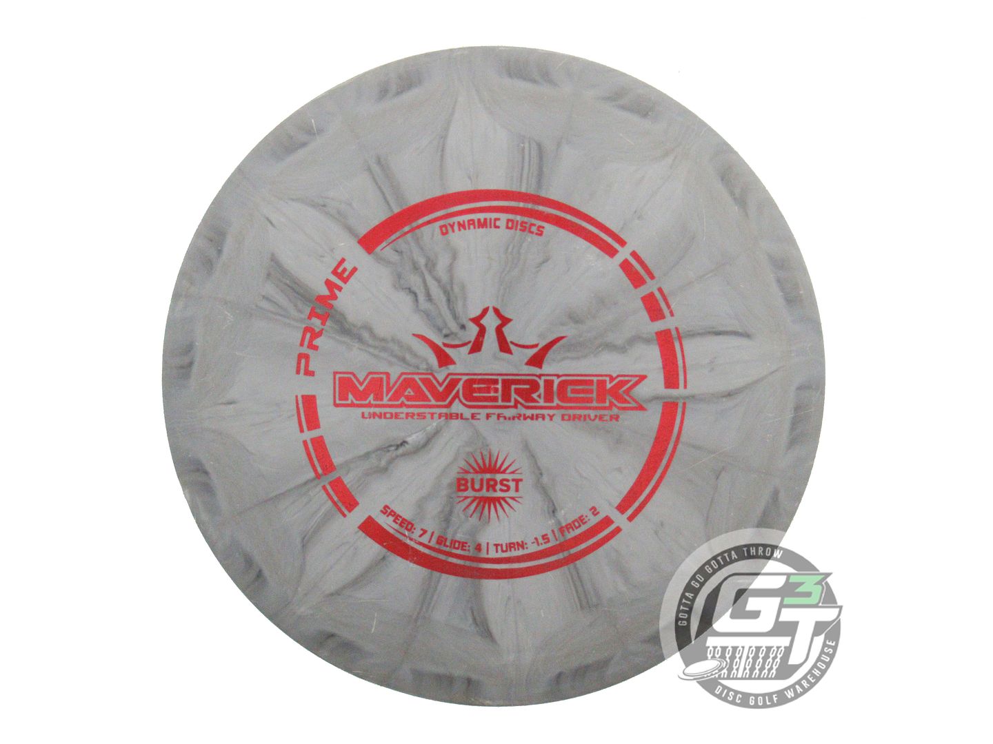 USED Dynamic Discs Prime Burst Maverick 174g Gray Red Foil Driver Golf Disc