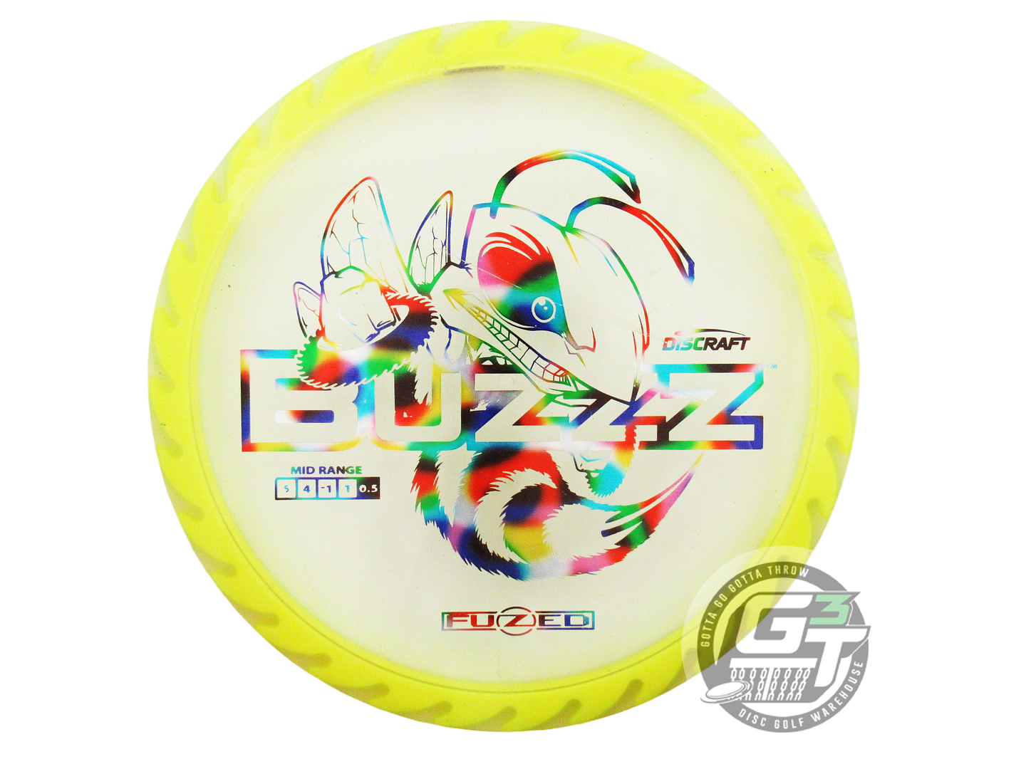 USED Discraft FuZed BuzzzSaw Buzzz 175g Clear Jellybean Foil Midrange Golf Disc