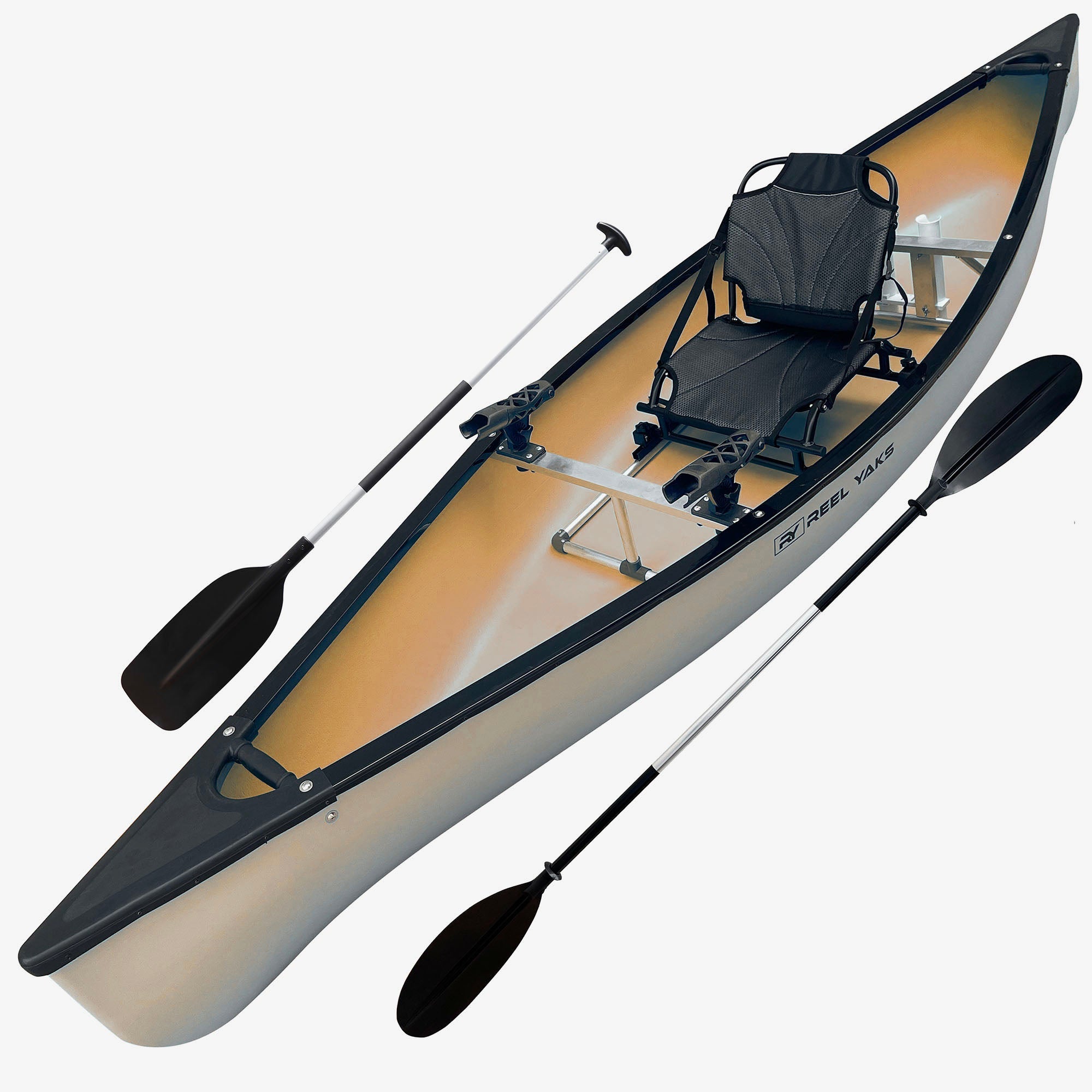 12.5' Canoe for Fishing, Expeditions or Exercise | 1 Person | Comfortable seat with 2 Paddles | Lightweight Stable & Easy to Maneuver | 400lb Capacity to Hold All Your Gear | Familia Canoa