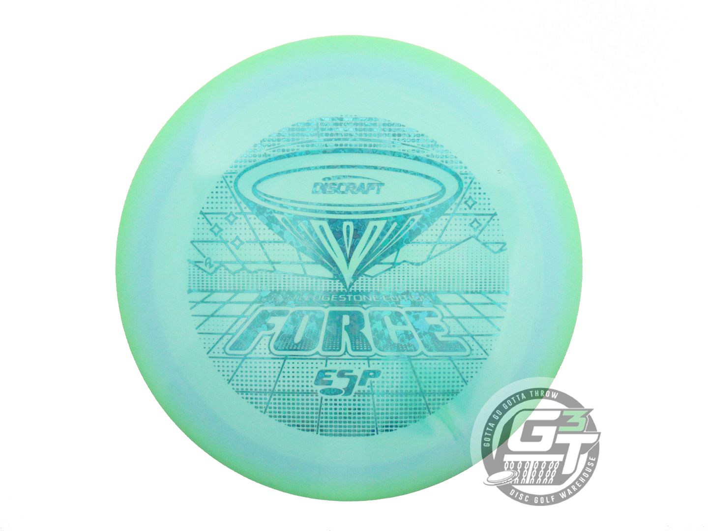 USED Discraft [LEDGESTONE] ESP Force 166g Lime-Teal Heart Foil Driver Golf Disc