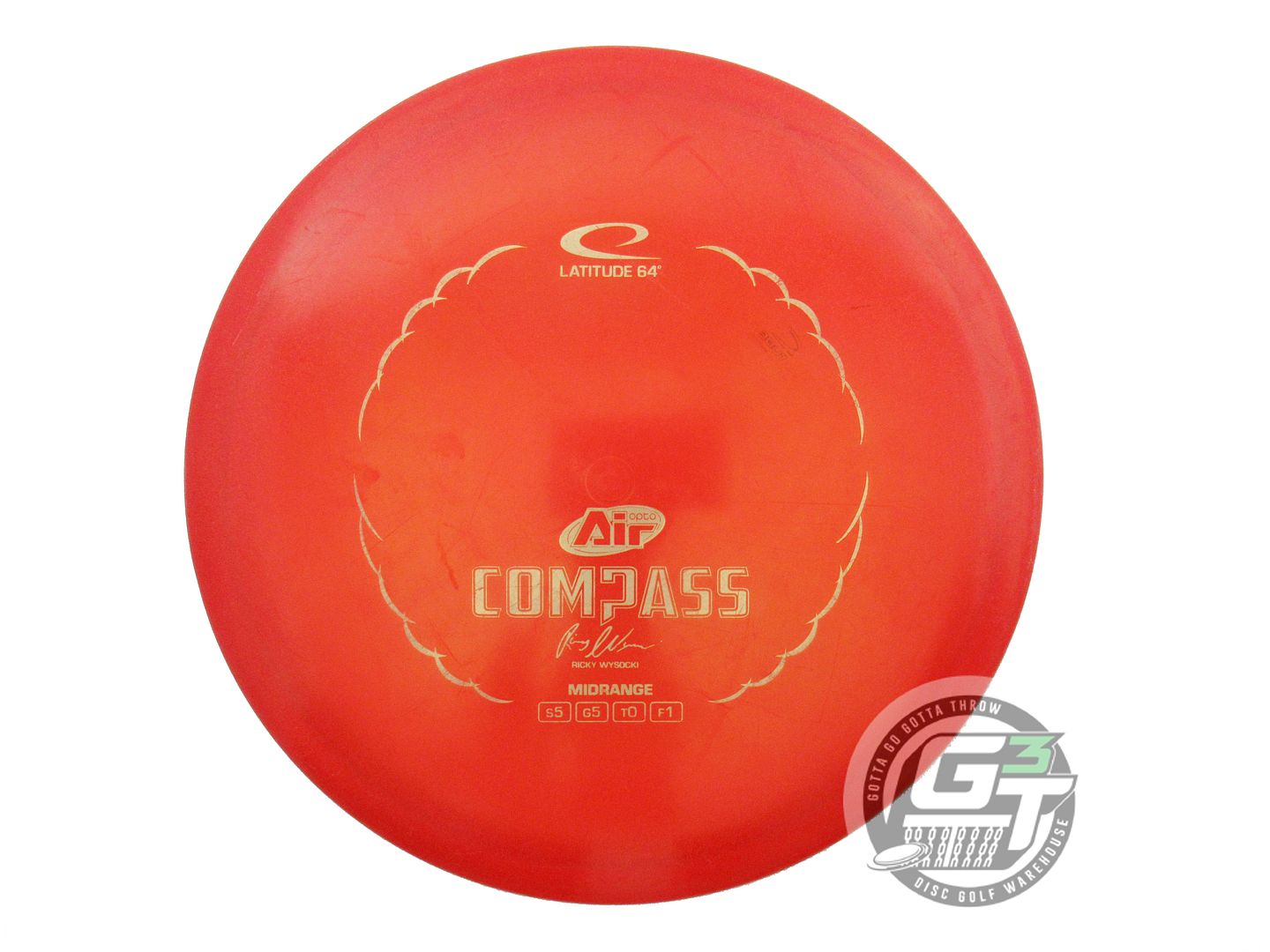 USED Latitude 64 Opto AIR Compass 160g Red Gold Foil Midrange Golf Disc