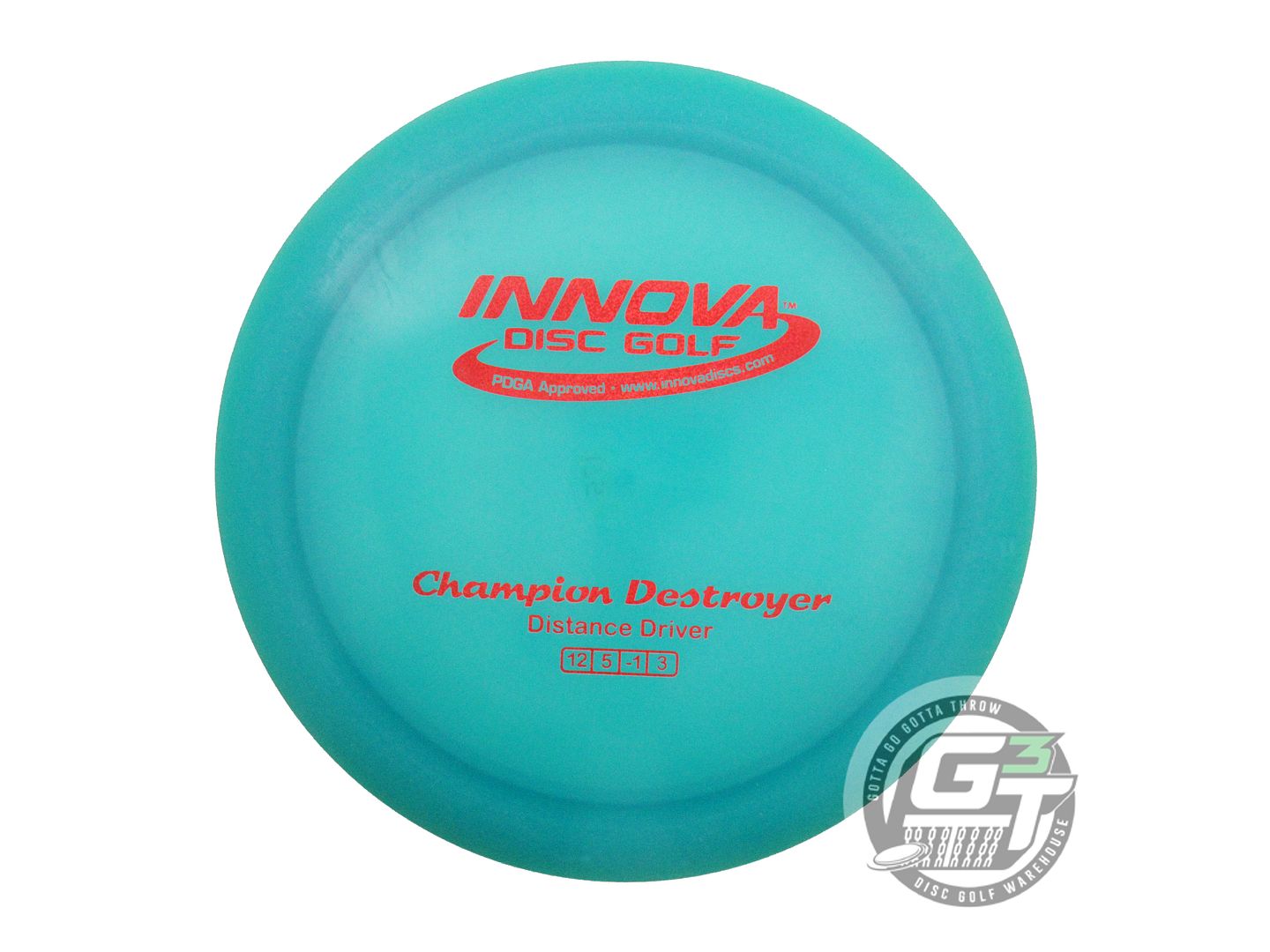 USED Innova Champion Destroyer 175g Teal Red Glitter Foil Distance Driver Disc