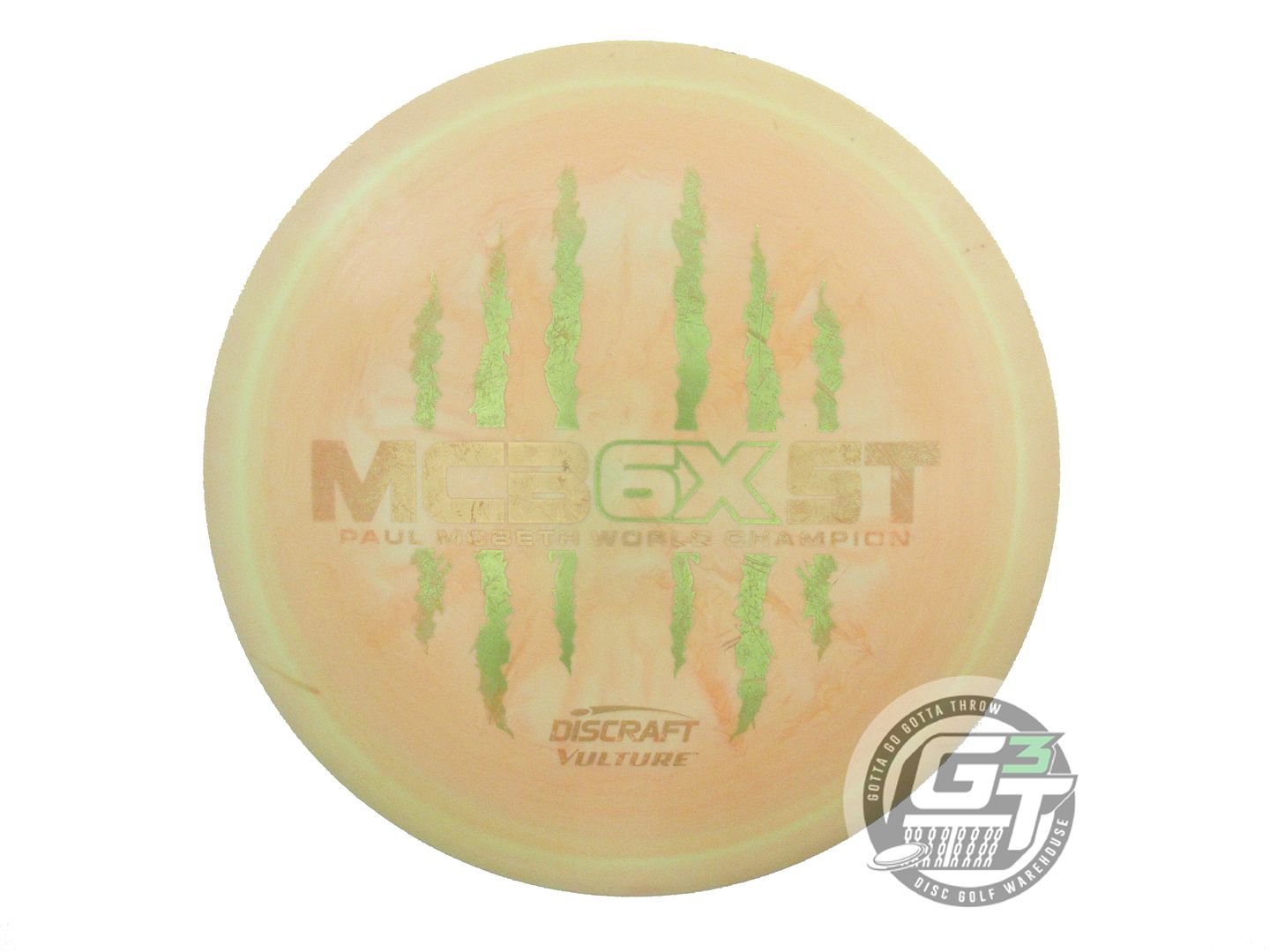 USED Discraft 6X McBEAST ESP Vulture 176g Lime-Peach Distance Driver Golf Disc