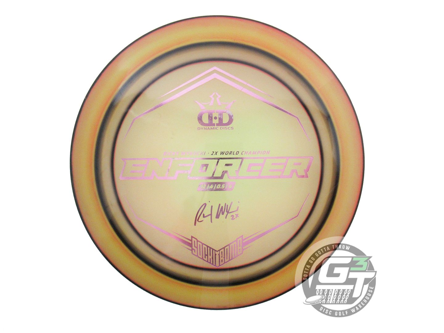 USED Dynamic Discs LE [WYSOCKI] Lucid Enforcer 175g Yellow HOME DYED Driver Disc