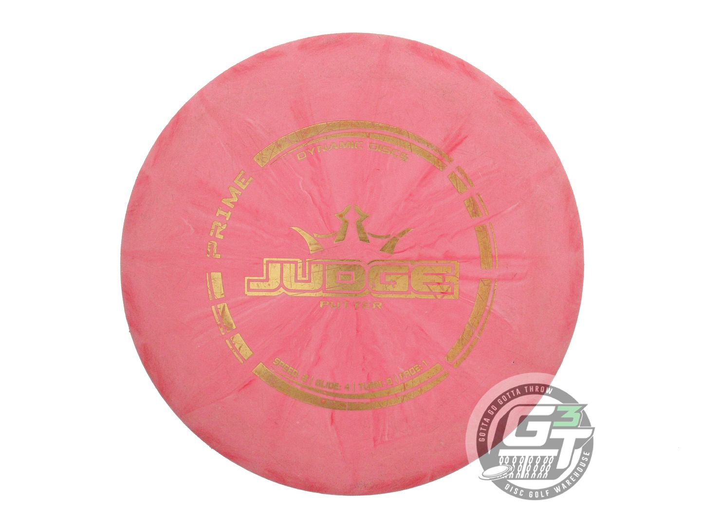 USED Dynamic Discs Prime Burst Judge 174g Pink Gold Foil Putter Golf Disc