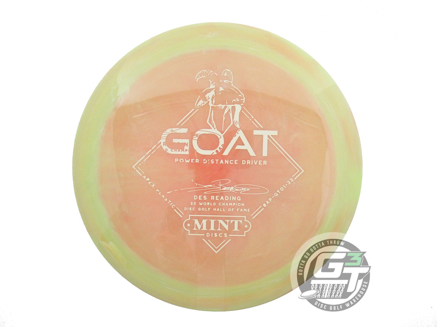 USED Mint Discs X-OUT [READING] Apex Goat 173g Lime-Peach Driver Golf Disc