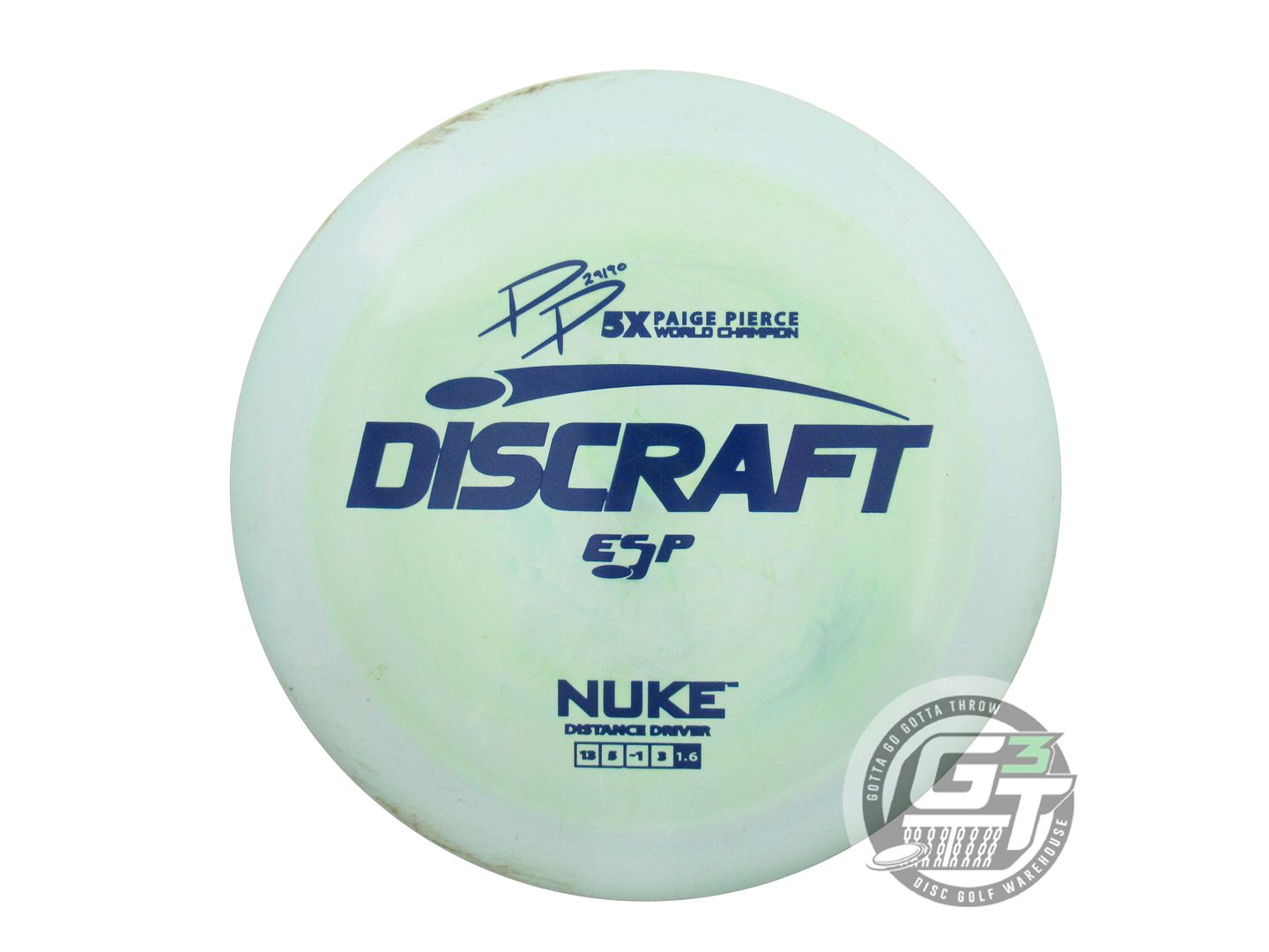 USED Discraft [PIERCE] ESP Nuke 175g Sky Blue-Lime Blue Stamp Driver Golf Disc
