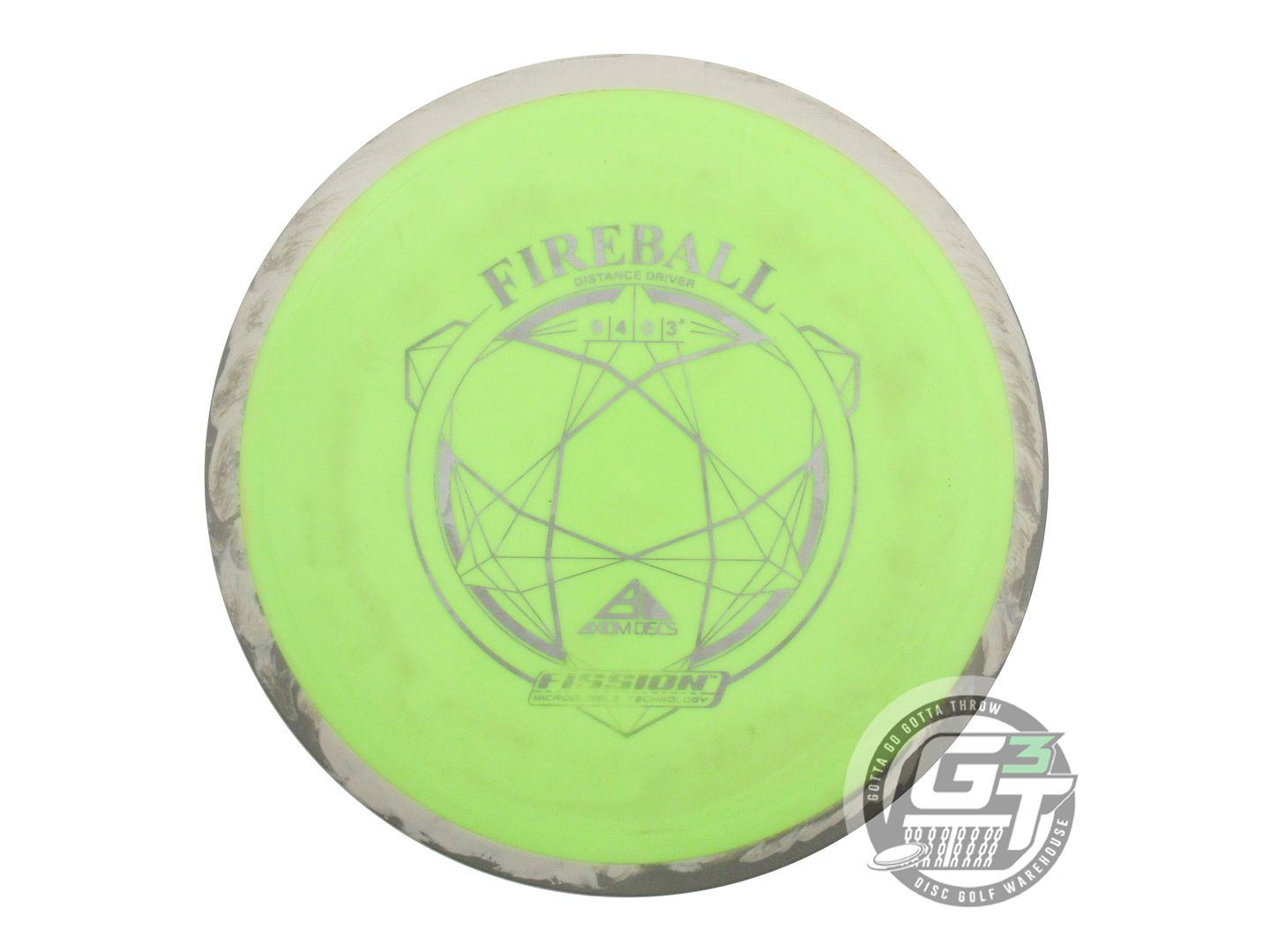 USED Axiom Discs Fission Fireball 158g Dayglow Gray Rim Distance Driver Disc