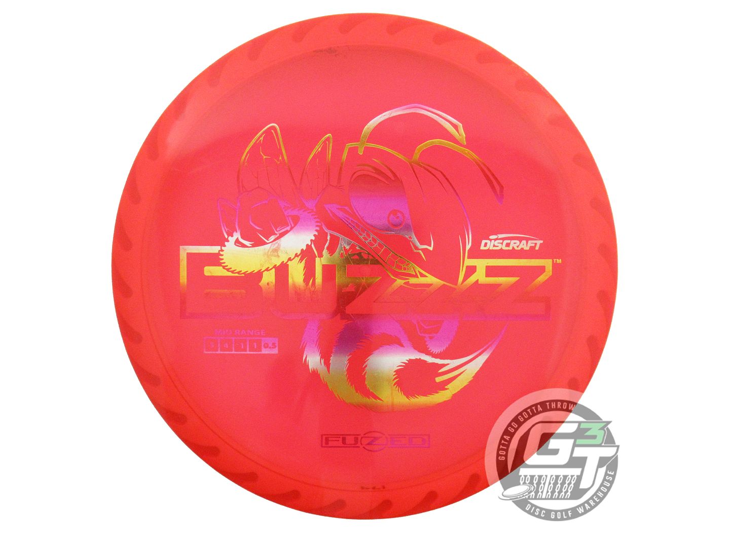 USED Discraft FuZed BuzzzSaw Buzzz 174g Red Sunset Foil Midrange Golf Disc