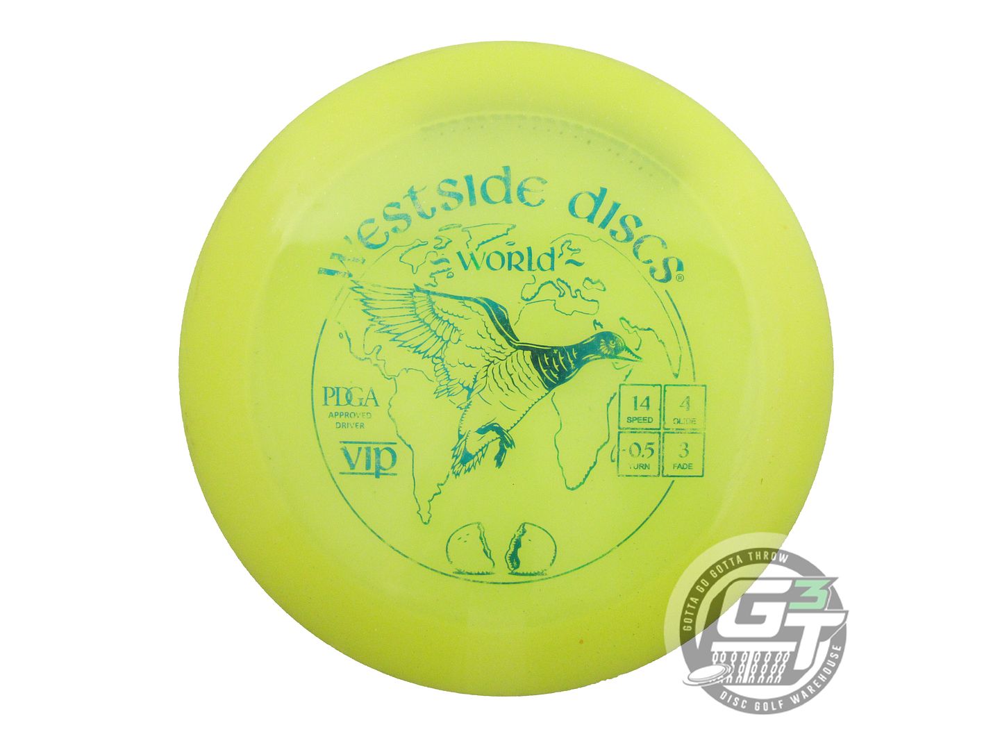 USED Westside Discs VIP World 171g Yellow Teal Foil Distance Driver Golf Disc