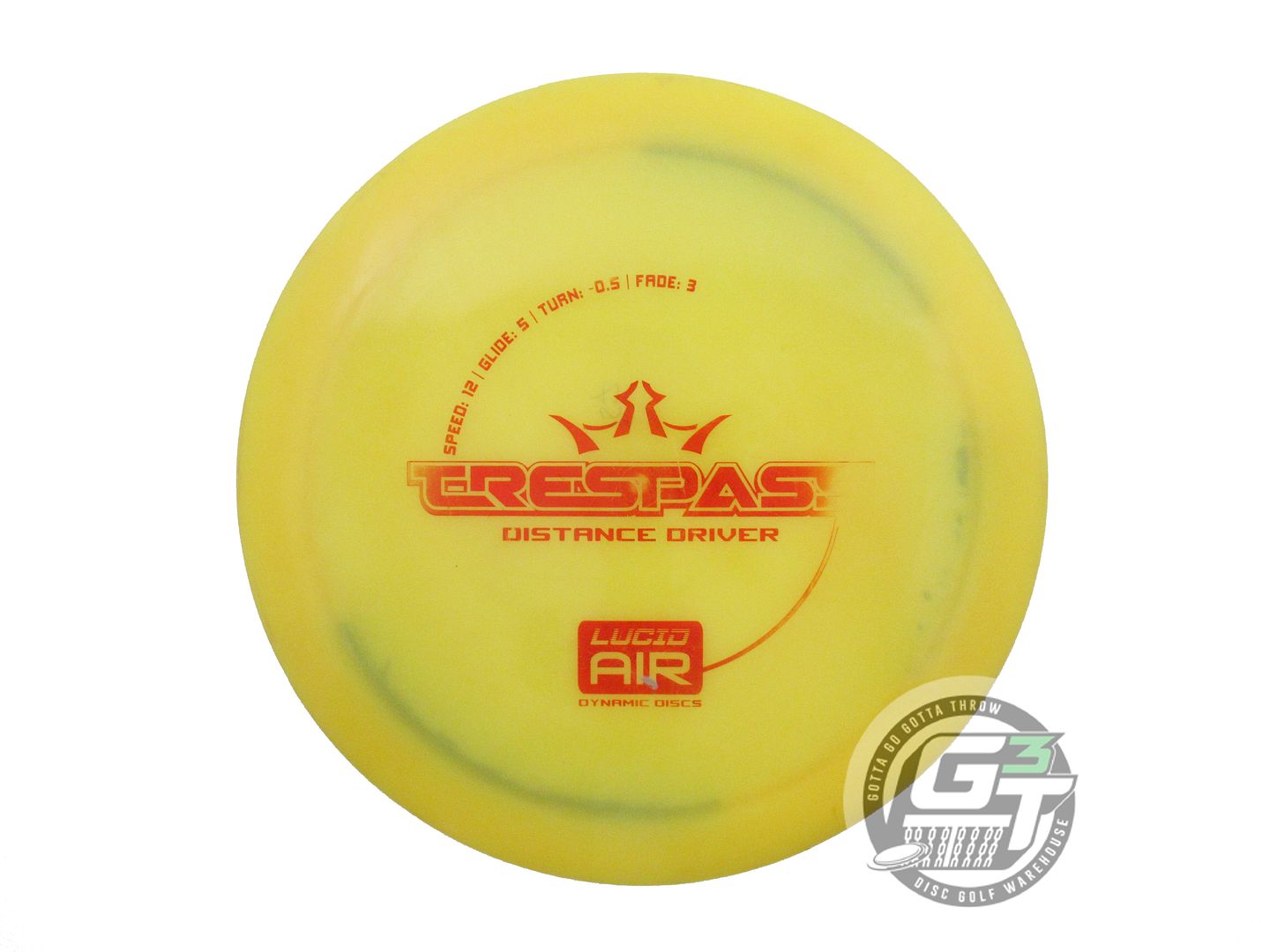 USED Dynamic Discs Lucid AIR Trespass 157g Yellow Red Foil Distance Driver Disc