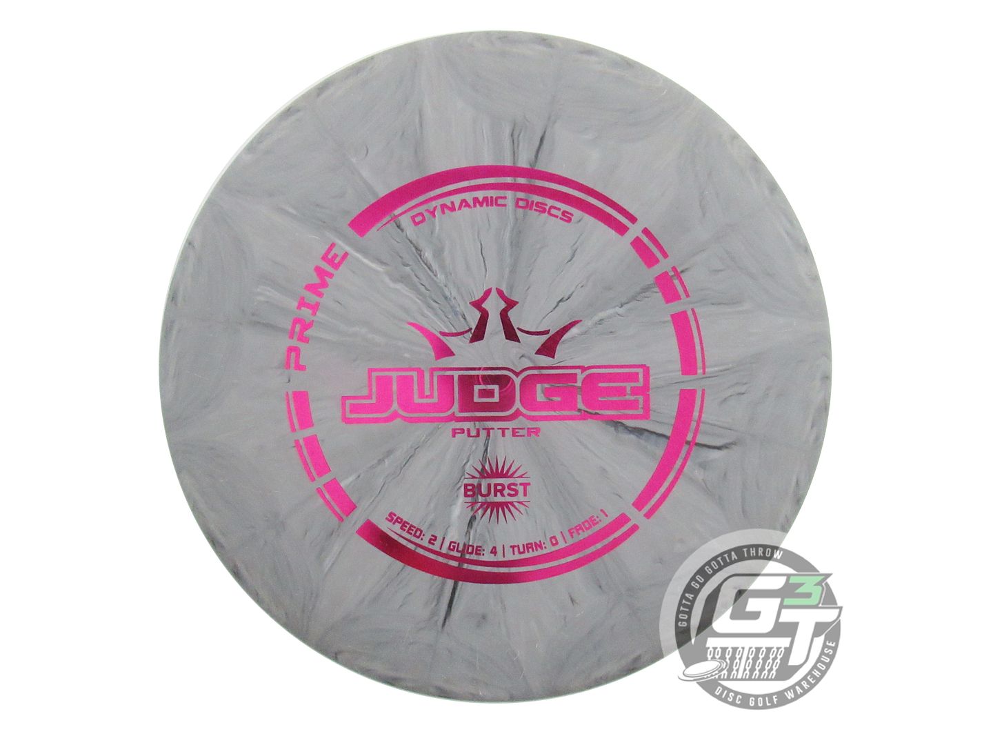 USED Dynamic Discs Prime Burst Judge 176g Gray Magenta Foil Putter Golf Disc