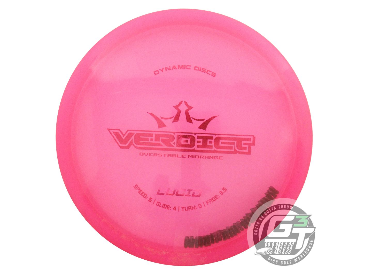 USED Dynamic Discs Lucid Verdict 169g Pink Red Foil Midrange Golf Disc