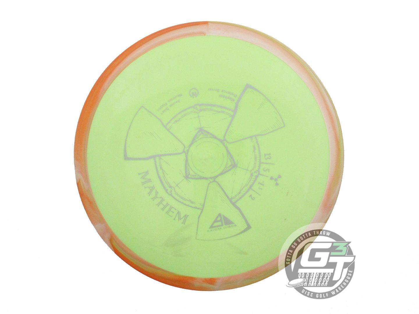 USED Axiom Discs Neutron Mayhem 166g Yellow Peach Rim Distance Driver Golf Disc